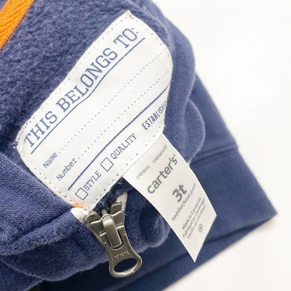 Carter's navy blue 54 toddler boy zip up jacket with hood - Picture 3 of 4